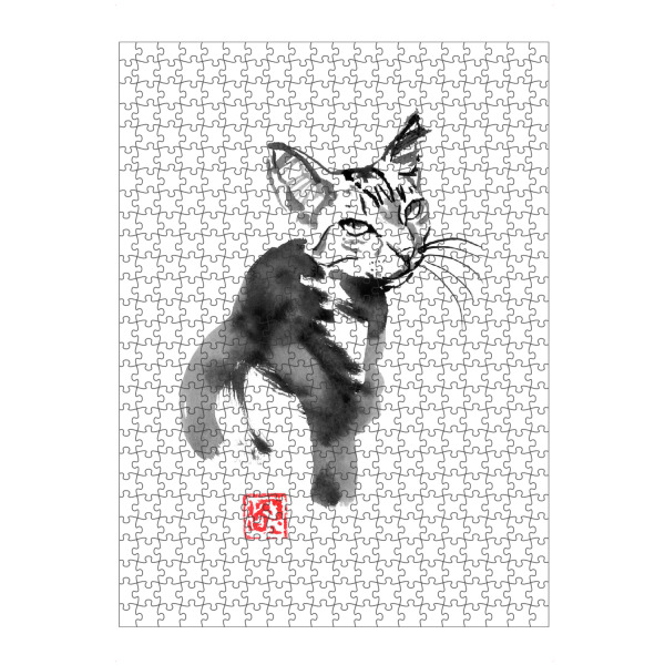 artboxONE Puzzle "Mother cat" artboxONE - Tiere - Cat,Neko,Japan,Sumie,Katze,Malerei,Animal,Pet,Tier,Schwarzweiß,Blackandwhite - Bild cat