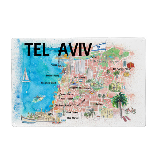 Tel Aviv Israel Illustrated Map