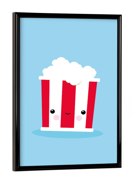 Poster mit schwarzem Rahmen "Kawaii-Illustration Popcorn" artboxONE - Für Kinder,Lustig