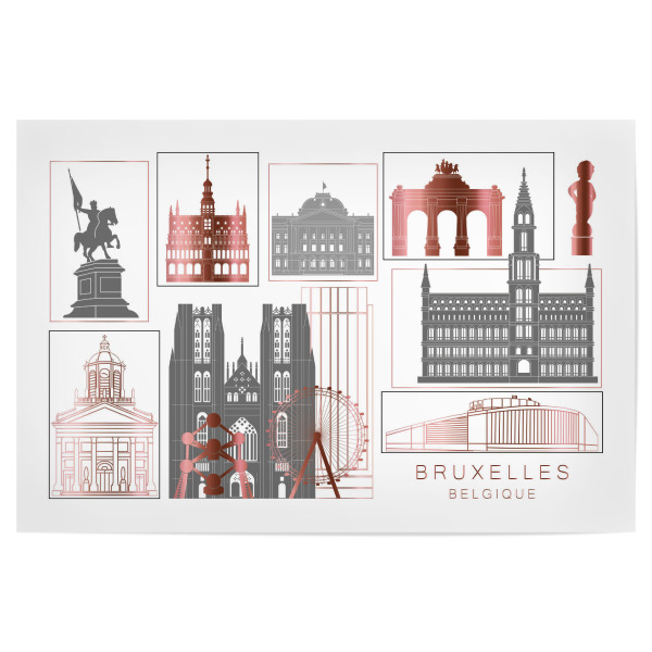Poster "Brussels skyline rosegold" artboxONE - Städte,Reise,Architektur,Kartografie