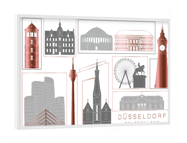 Poster mit weißem Rahmen "Düsseldorf skyline rosegold" artboxONE - Städte,Reise,Architektur,Städte / Düsseldorf