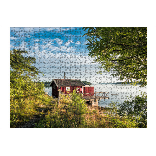 Puzzle Ravensburger "Holzhütte auf Lidingö" artboxONE - Natur,Reise,Architektur,Reise / Strand und Meer