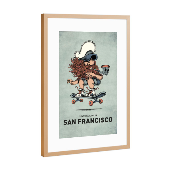 Poster mit Rahmen Kupfer "San Francisco Skateboard" artboxONE - Reise,Streetart,Städte / San Francisco,Lustig