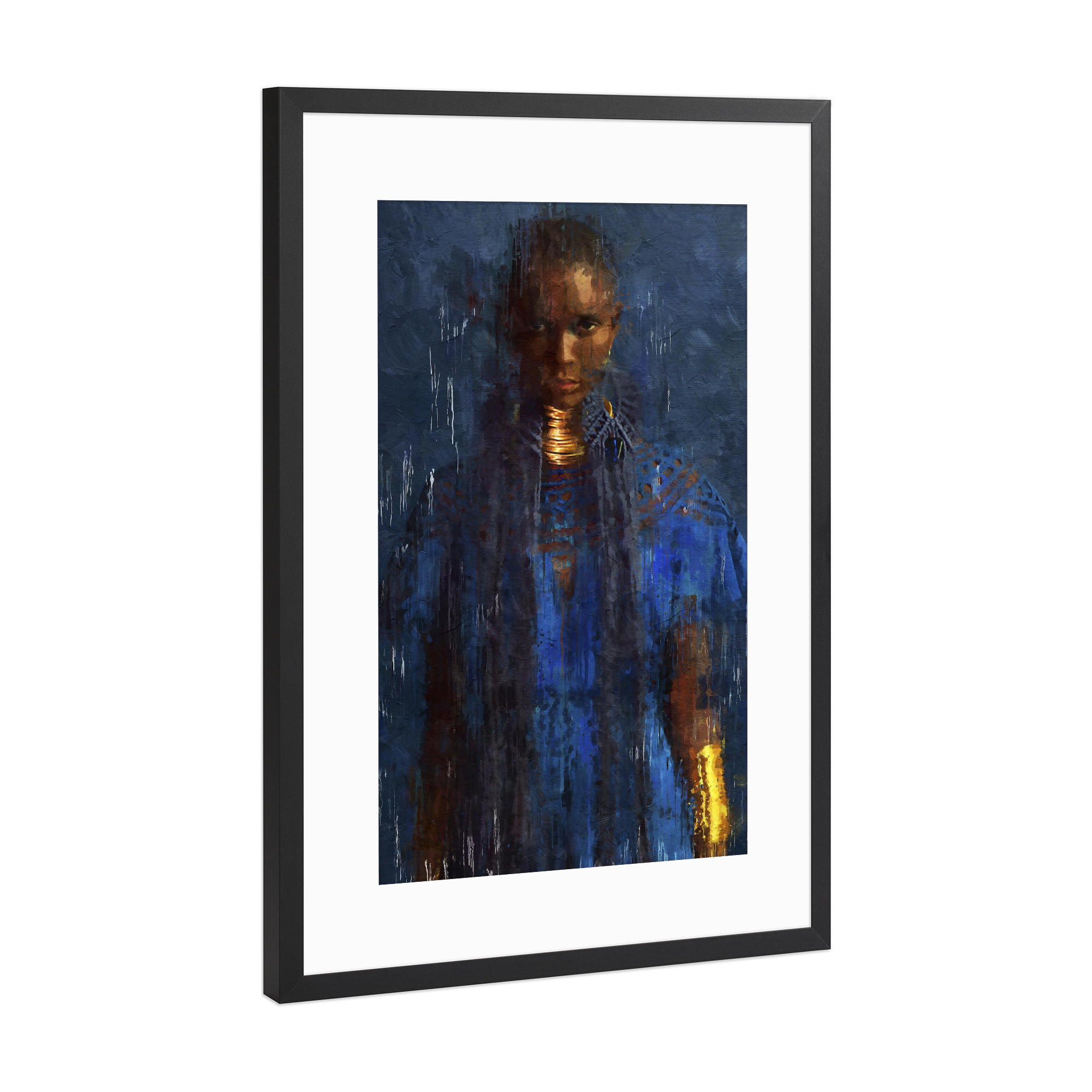 Poster mit Rahmen Schwarz (Metallic) "Blau Afrikaner" artboxONE - Menschen,Reise / Afrika