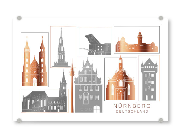 Acrylglasbild "Nuremberg skyline copper" artboxONE - Städte,Reise,Architektur