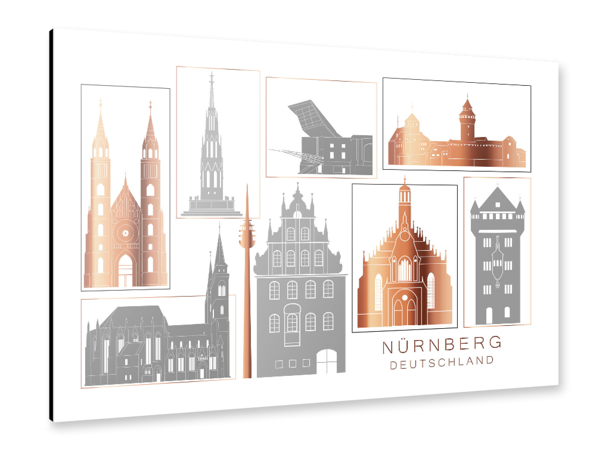Alu-Dibond "Nuremberg skyline copper" 30x20 cm artboxONE