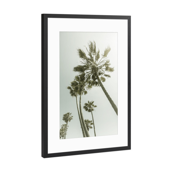 Poster mit Rahmen Schwarz (Metallic) "Vintage Palmenidylle mit Sonne" artboxONE - Natur,Reise / Strand und Meer