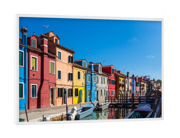 Poster mit weißem Rahmen "Bunte Häuser auf Burano" artboxONE - Städte,Reise,Architektur,Städte / Venedig