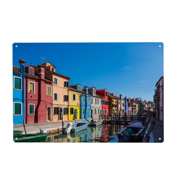 Holzbild "Bunte Häuser auf Burano" artboxONE - Städte,Reise,Architektur,Städte / Venedig