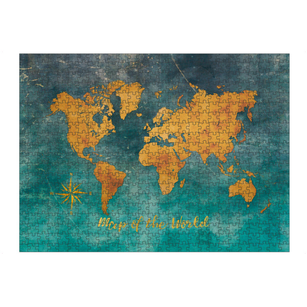 Puzzle Ravensburger "World map turquoise orange" artboxONE - Reise,Kartografie