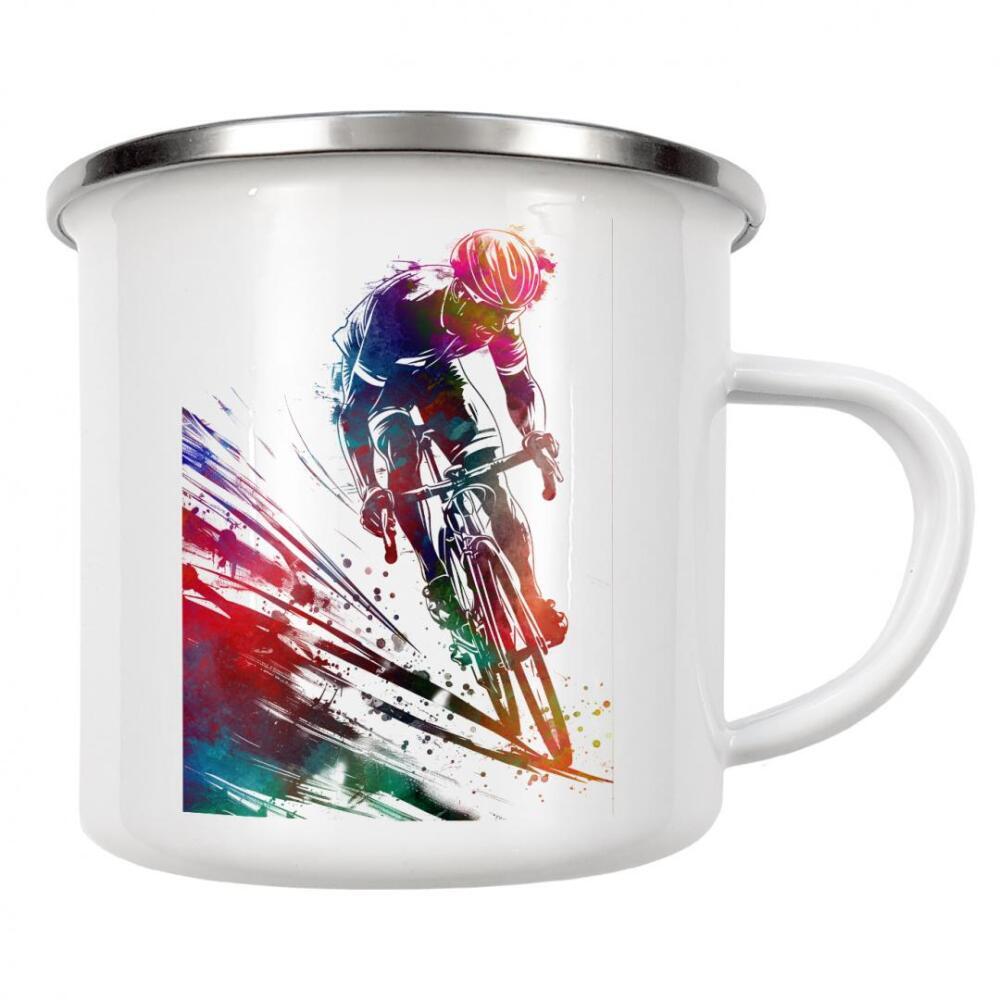 Emaille Tasse "Radsportkunst W" artboxONE - Sport,Sport / Motivation - Fahrrad,Radfahren,Fahrrad,Biker,Radfahrer,Grafik