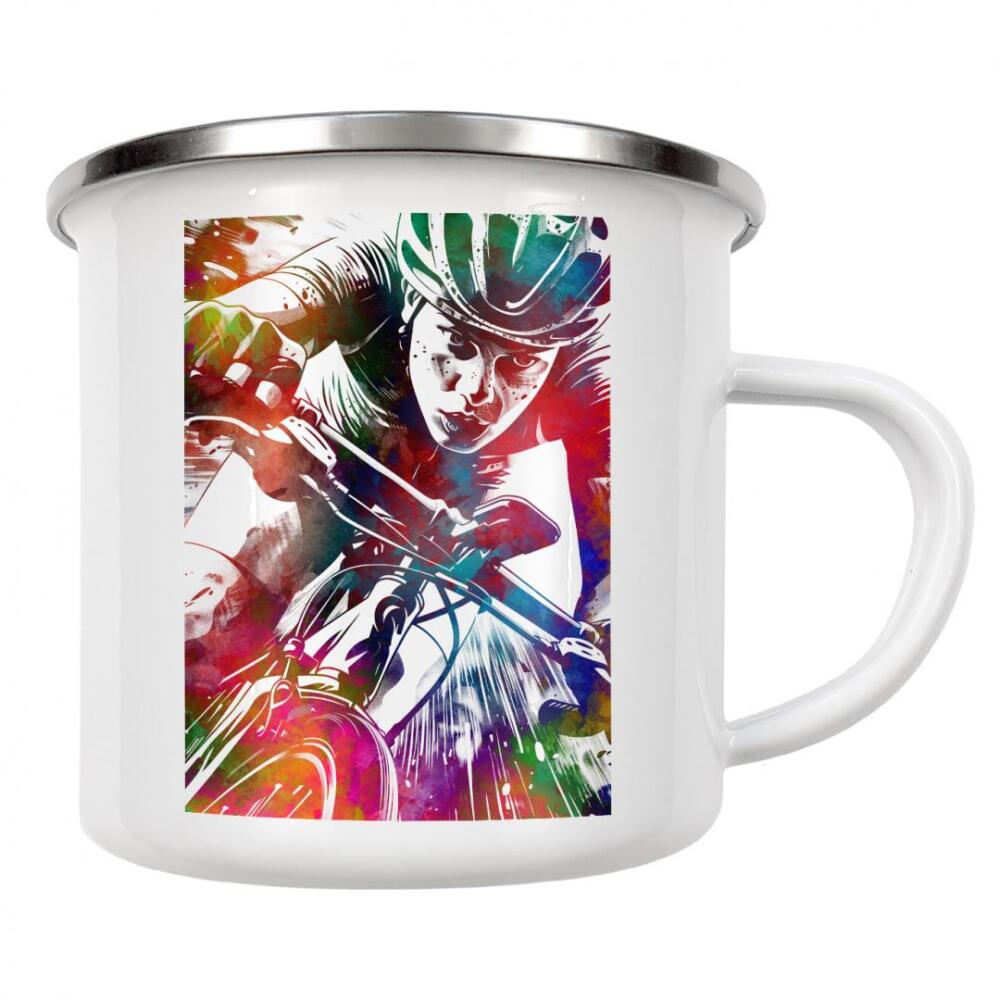 Emaille Tasse "Radsportkunst Z" artboxONE - Sport,Sport / Motivation - Fahrrad,Radfahren,Fahrrad,Biker,Radfahrer,Grafik
