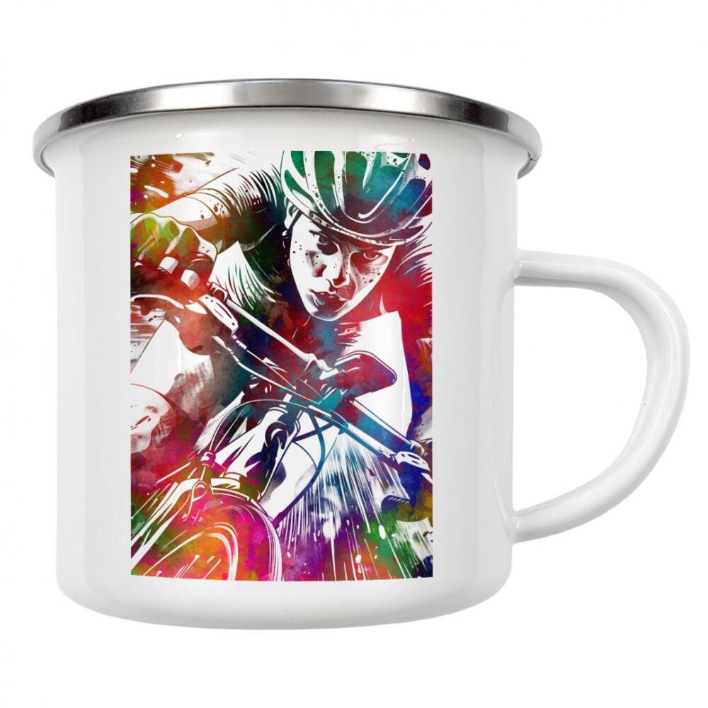 Emaille Tasse "Radsportkunst Z" artboxONE - Sport,Sport / Motivation - Fahrrad,Radfahren,Fahrrad,Biker,Radfahrer,Grafik