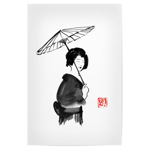 Geisha under umbrella