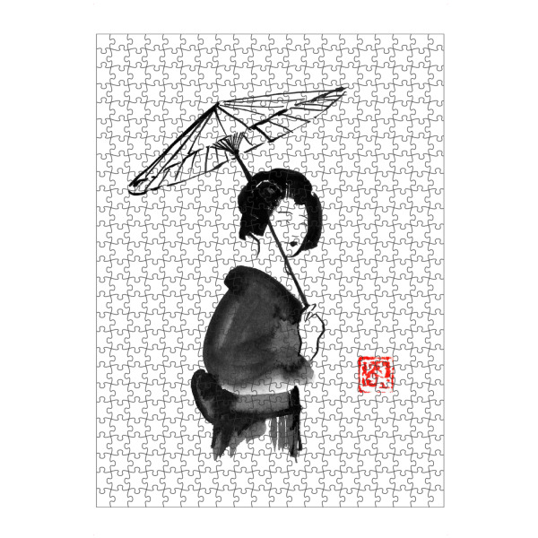 artboxONE Puzzle "Geisha under umbrella" artboxONE - Menschen - Geisha,Japan,Sumie,Woman,Frau,Schwarzweiß,Blackandwhite - Bild geisha