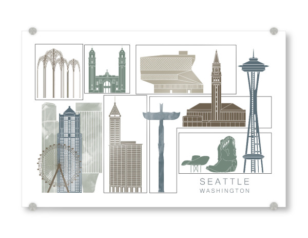 Acrylglasbild "Seattle skyline, navy" artboxONE - Städte,Reise,Architektur