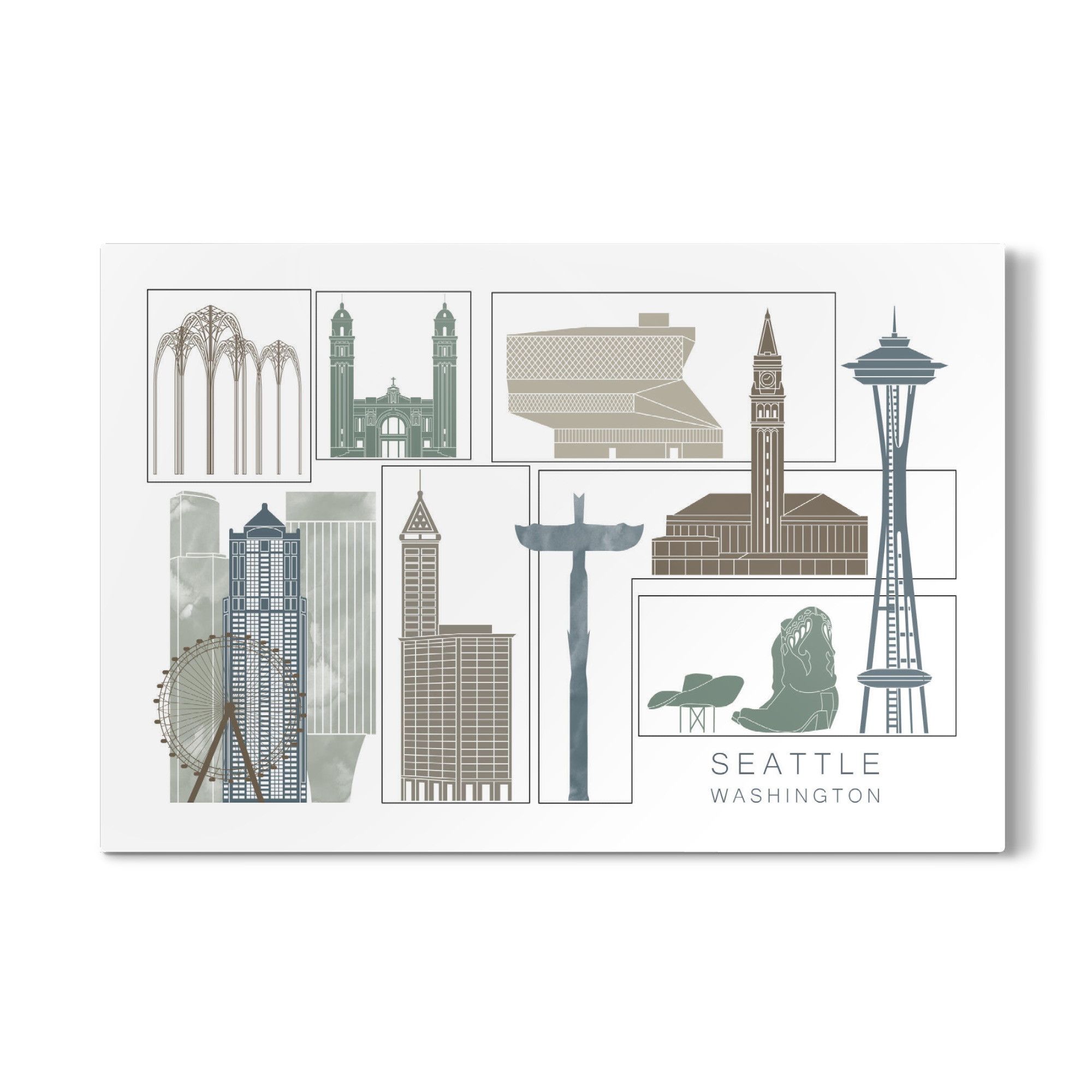 Galerie-Print "Seattle skyline, navy" 75x50 cm artboxONE