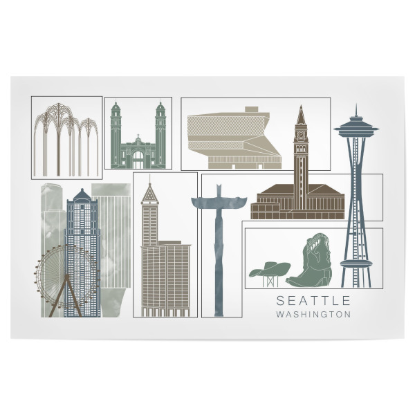 Poster "Seattle skyline, navy" artboxONE - Städte,Reise,Architektur