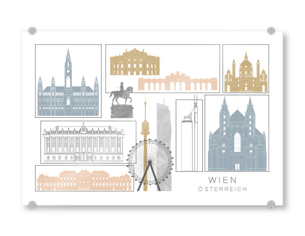 Acrylglasbild "Vienna skyline earth" artboxONE - Städte,Reise,Architektur,Städte / Wien