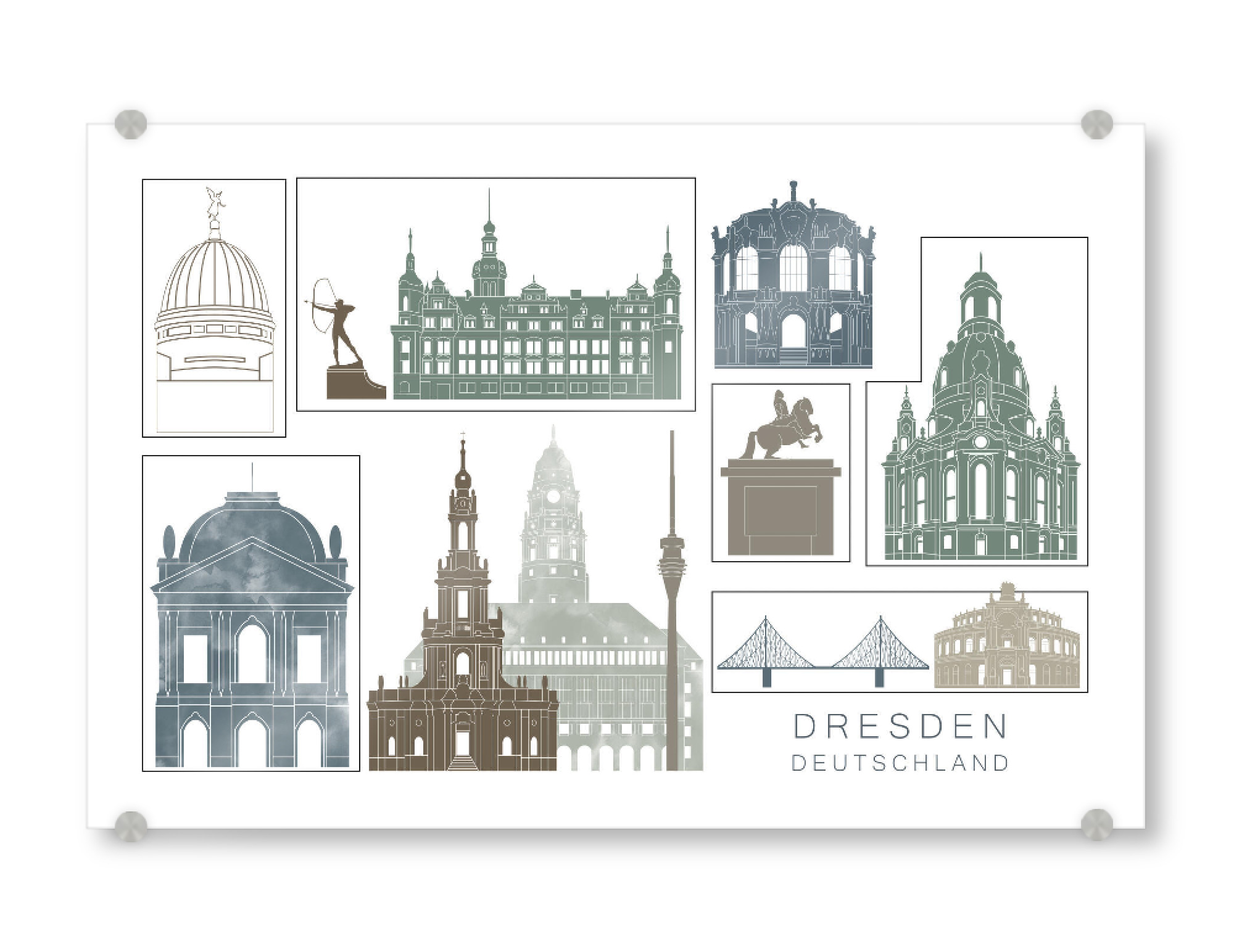 Acrylglasbild "Dresden skyline, navy" artboxONE - Städte,Reise,Architektur,Städte / Dresden
