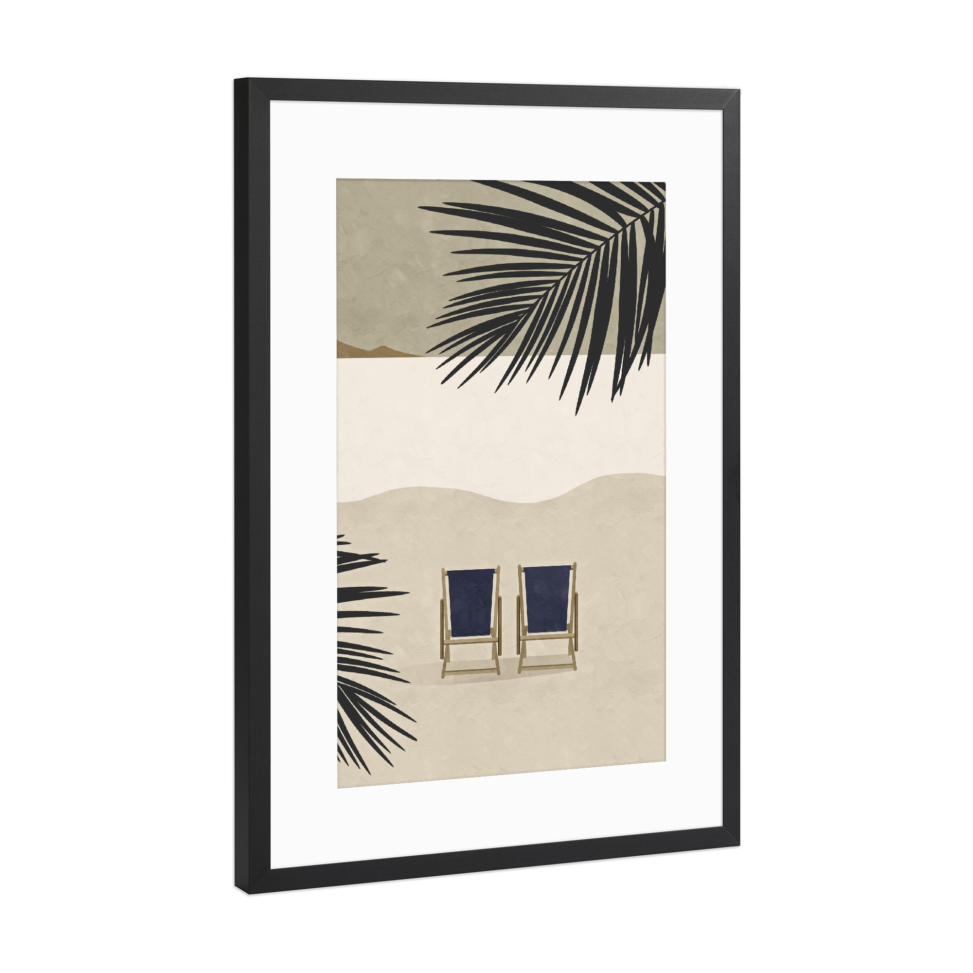 Poster mit Rahmen Schwarz (Metallic) "Tropischer Urlaub" artboxONE - Natur - Beach,Strand,Sea,Palmen,Tree,Liegen,Sun,Summer,Vacation,Sand,Natur,Nature