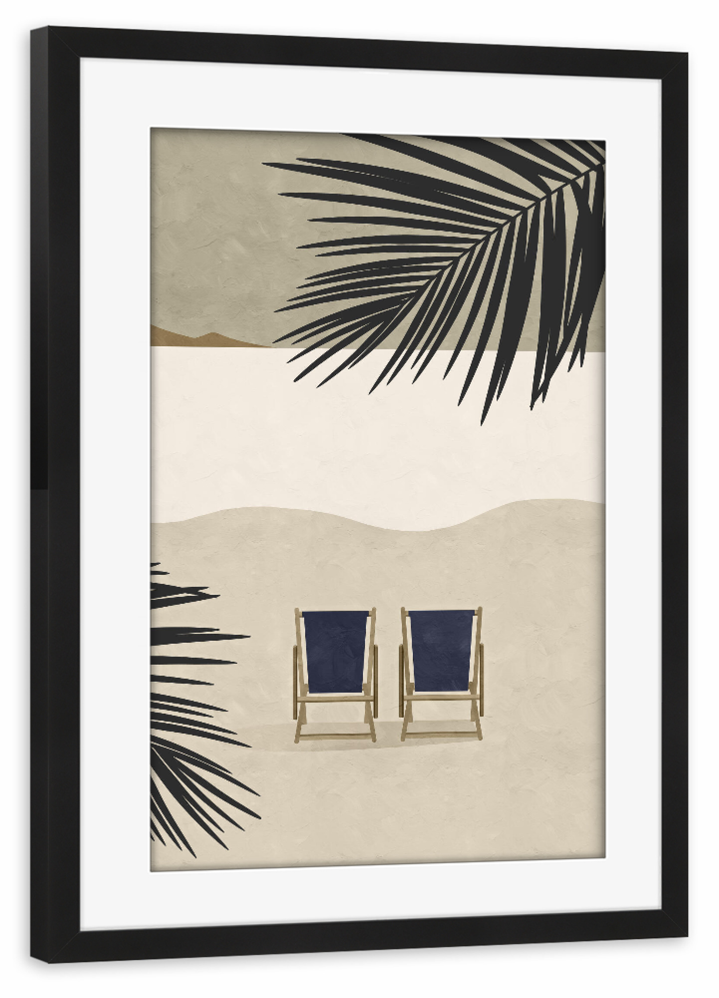 Poster mit Rahmen schwarz "Tropischer Urlaub" artboxONE - Natur - Beach,Strand,Sea,Palmen,Tree,Liegen,Sun,Summer,Vacation,Sand,Natur,Nature