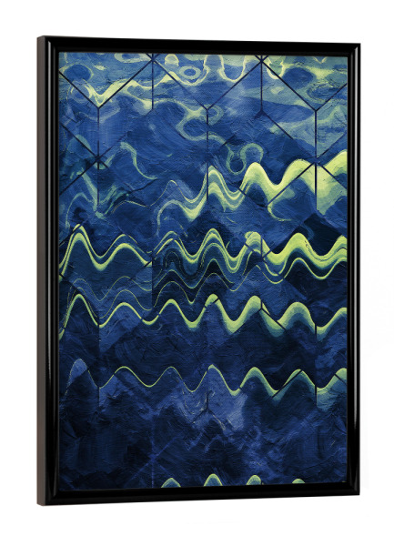 Poster mit schwarzem Rahmen "Blue Abstract I" artboxONE - Abstrakt - Blue,Abstract,Abstrakt,Blau,Pantone,Classicblue,Illustration,Lines,Waves,Wellen