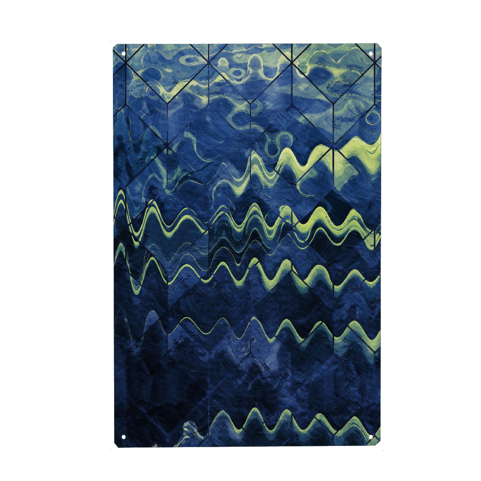 Metall Poster "Blue Abstract I" artboxONE - Abstrakt - Blue,Abstract,Abstrakt,Blau,Pantone,Classicblue,Illustration,Lines,Waves,Wellen - Blechschild