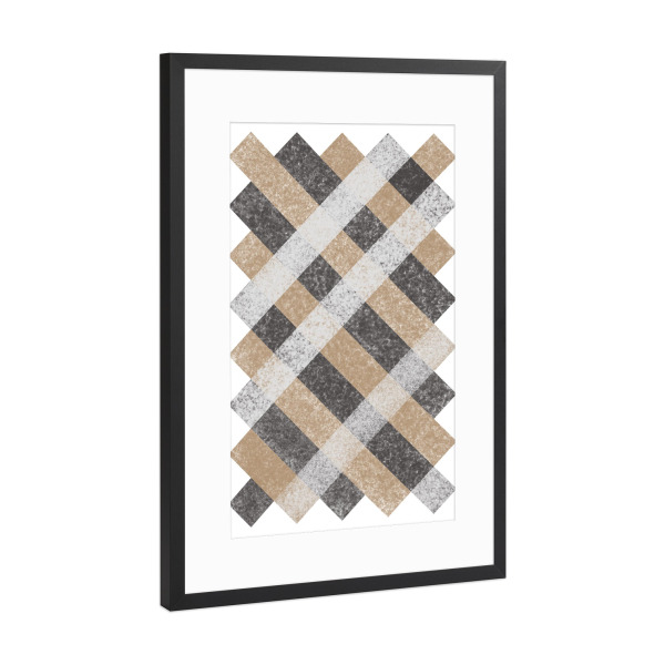 Poster mit Rahmen Schwarz (Metallic) "Gold and Black pattern" artboxONE - Abstrakt,Geometrie