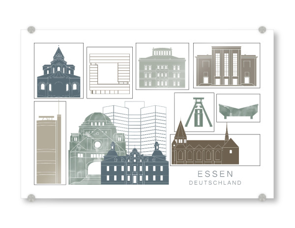 Acrylglasbild "Essen skyline, navy" artboxONE - Städte,Reise,Architektur