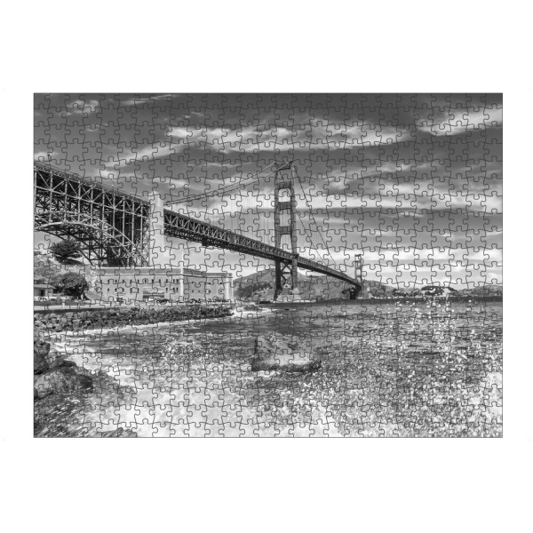 Puzzle Ravensburger "GOLDEN GATE BRIDGE Uferimpression" artboxONE - Schwarzweiß,Architektur,Städte / San Francisco