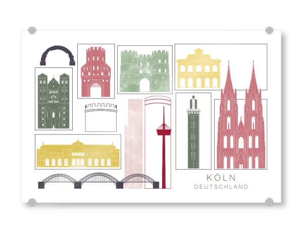 Acrylglasbild "Cologne skyline burgundy" artboxONE - Städte,Städte / Köln,Reise,Architektur