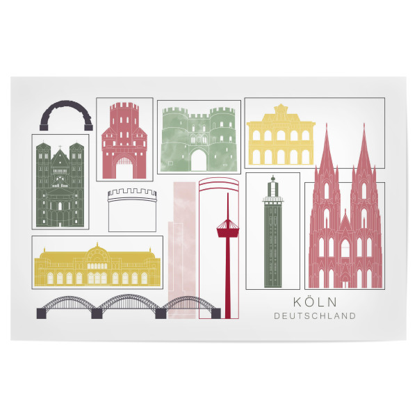 Poster 30x20 cm "Cologne skyline burgundy" artboxONE - Städte,Städte / Köln,Reise,Architektur