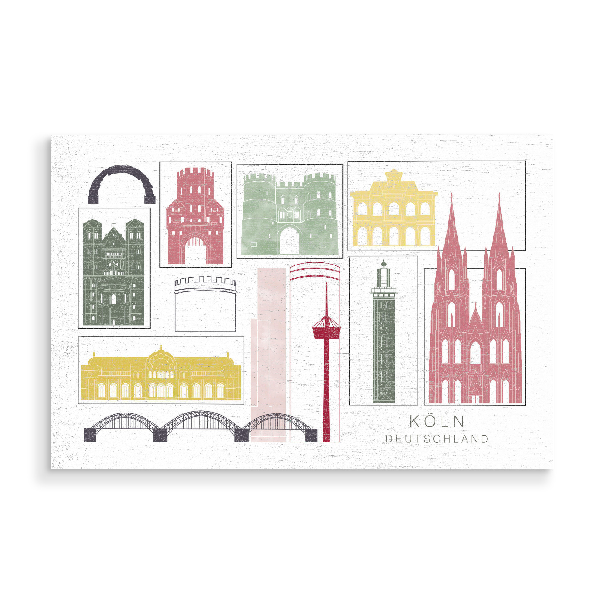 Holzbild "Cologne skyline burgundy" artboxONE - Städte,Städte / Köln,Reise,Architektur