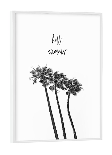 Poster mit weißem Rahmen "Hallo Sommer" artboxONE - Natur,Schwarzweiß,Reise / Strand und Meer