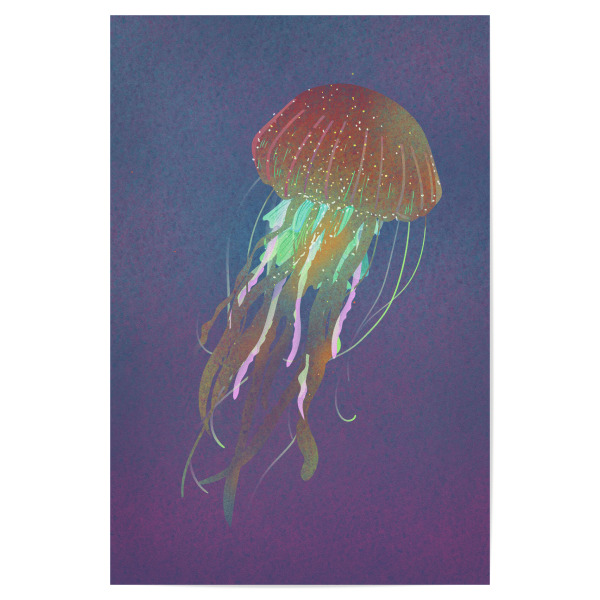 Poster 30x20 cm "Jellyfish Neon" artboxONE - Natur,Tiere,Unterwasser - Medusa,Ocean,Jellyfish,Colorful,Qualle,Sea,Meer,Water,Wasser