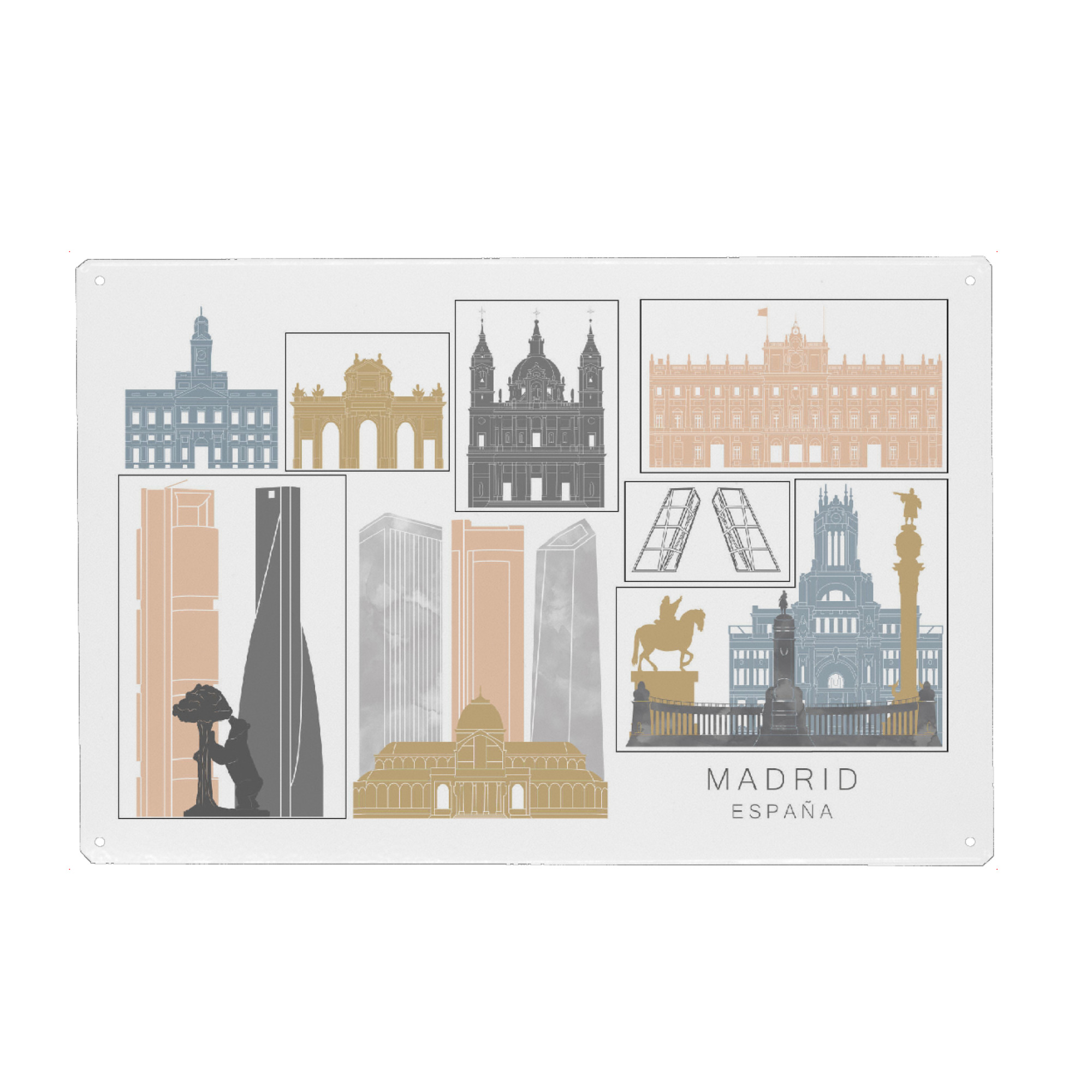 Holzbild "Madrid skyline earth" artboxONE - Städte,Reise,Architektur