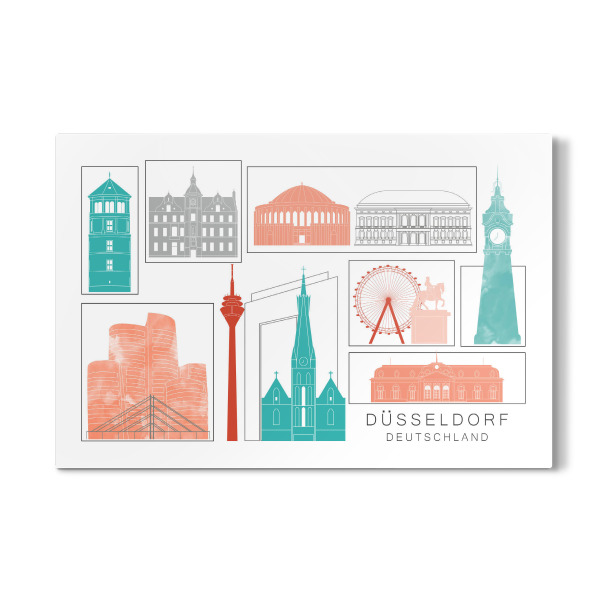 Galerie-Print "Düsseldorf skyline coral" 30x20 cm artboxONE