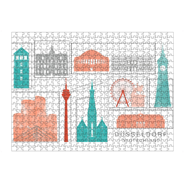 Puzzle Ravensburger "Düsseldorf skyline coral" artboxONE - Städte,Reise,Architektur,Städte / Düsseldorf