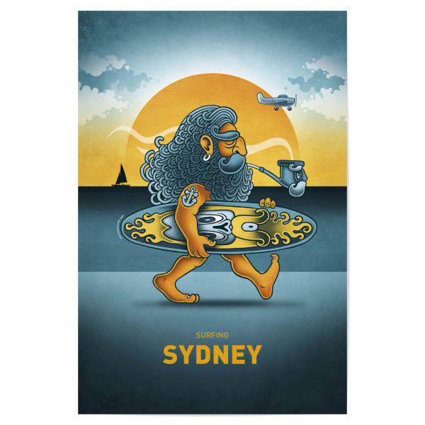 Poster 30x20 cm "Sydney Surfer" artboxONE - Städte,Reise,Streetart,Städte / Sydney,Lustig