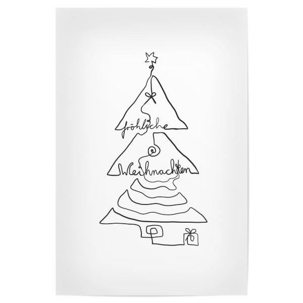 Poster 30x20 cm "Line Art Weihnachtsbaum" artboxONE - Schwarzweiß,Weihnachten