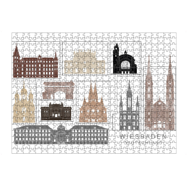 Puzzle Ravensburger "Wiesbaden skyline black & brown" artboxONE - Städte,Reise,Architektur,Kartografie