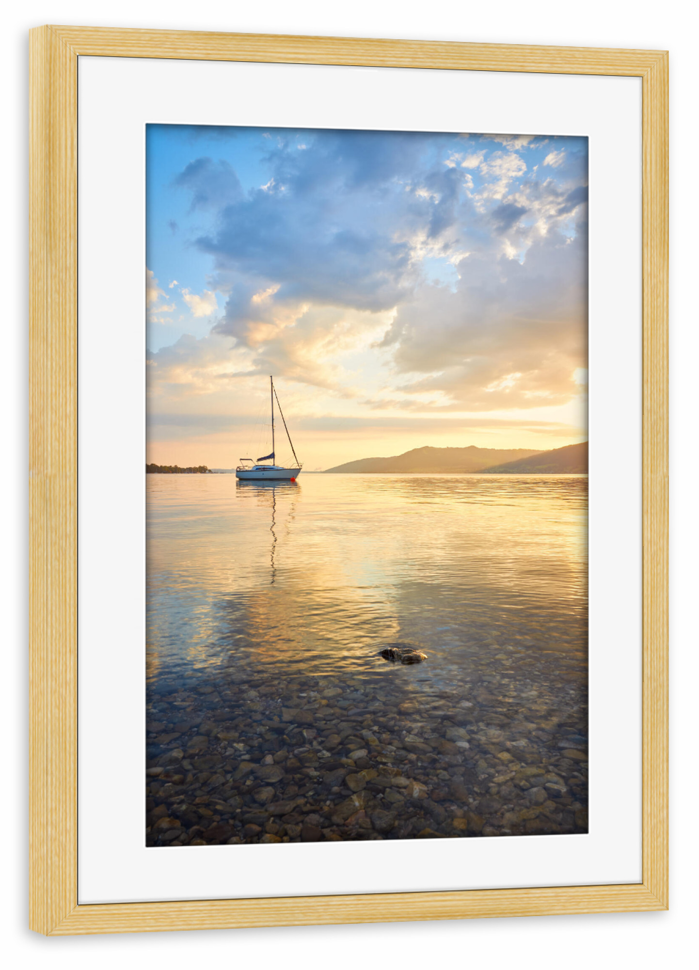 Poster mit Rahmen kiefer "Malerischer Attersee" artboxONE - Natur,Reise,Reise / Strand und Meer,Reise / Länder
