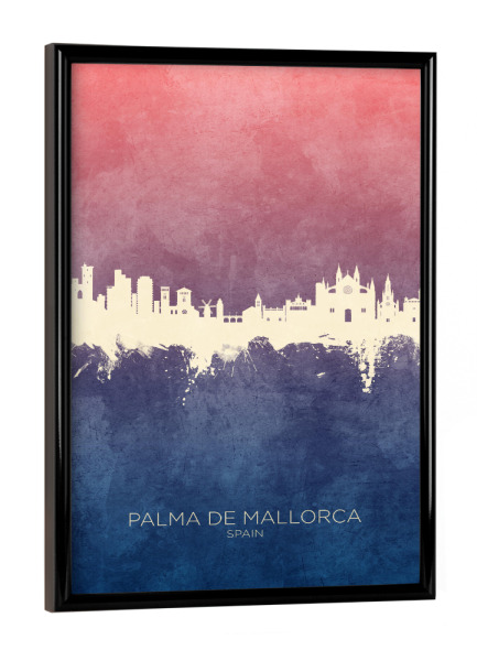 Poster mit schwarzem Rahmen "Palma de Mallorca Skyline BlueRose" artboxONE - Städte
