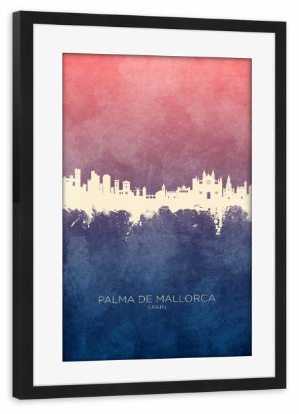 Poster mit Rahmen schwarz "Palma de Mallorca Skyline BlueRose" artboxONE - Städte