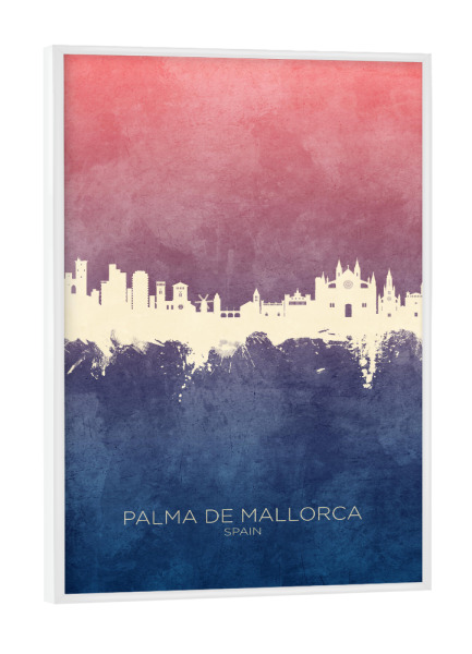 Poster mit weißem Rahmen "Palma de Mallorca Skyline BlueRose" artboxONE - Städte