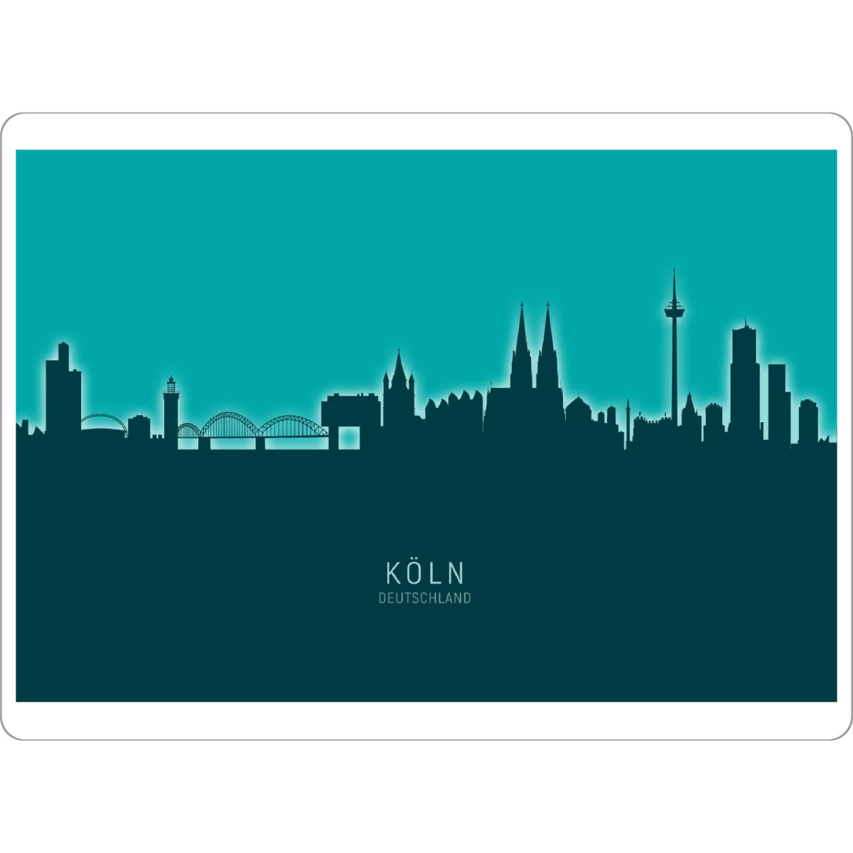 Tischset "Cologne Germany Skyline Glow Teal" artboxONE - Städte,Städte / Köln