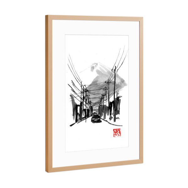 Poster mit Rahmen Kupfer "Fujiyoshida with rover" artboxONE - Natur