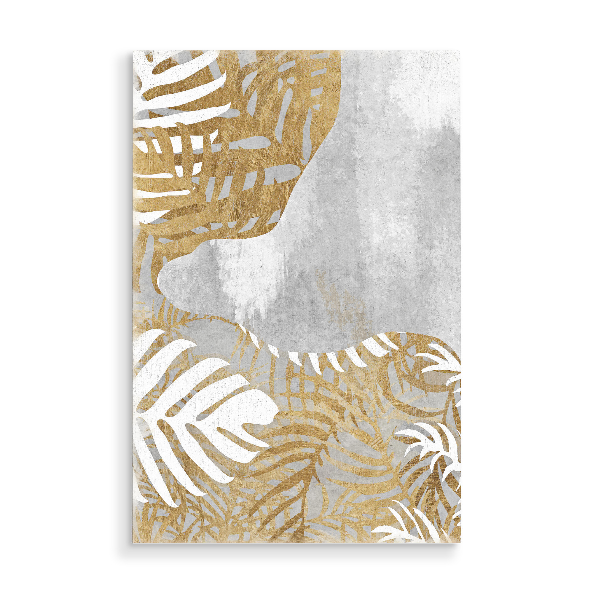 Holzbild "Abstract golden Leaves" artboxONE - Floral,Abstrakt - Tropical,Golden,Leaf,Leaves,Blätter,Abstract,Abtsrakt