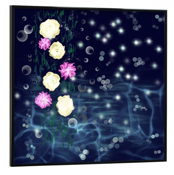 Poster mit schwarzem Rahmen 30x30 cm "Rosen-Sternen-Tanz" artboxONE - Floral,Abstrakt